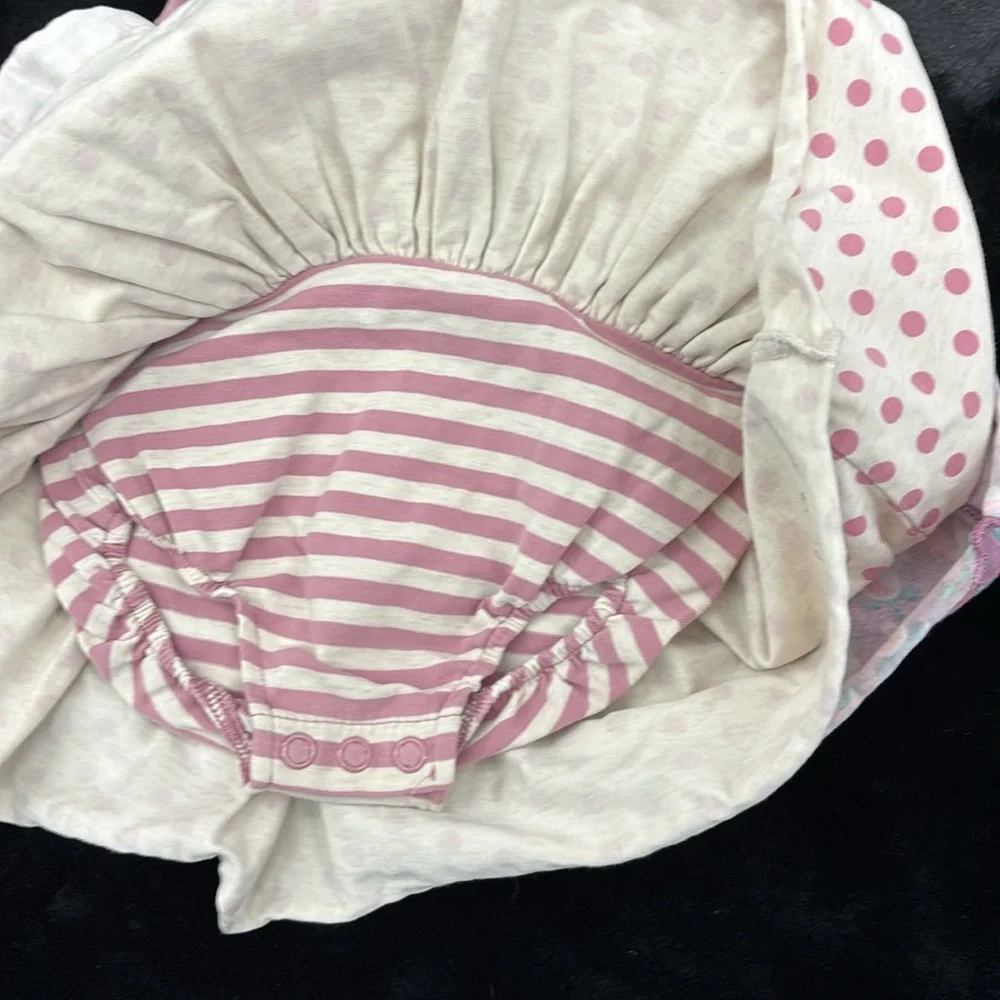 Matilda Jane Pink Purple Ruffled Dress Houses Bows Chickens Polka Dots 12-18M - Picture 14 of 16